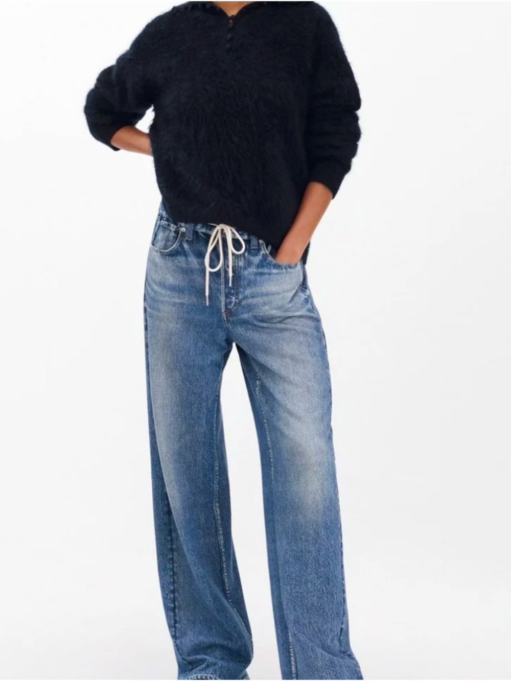 Rag & Bone Miramar Wide-Leg Women’s Jean Sweatpants in Medium Blue